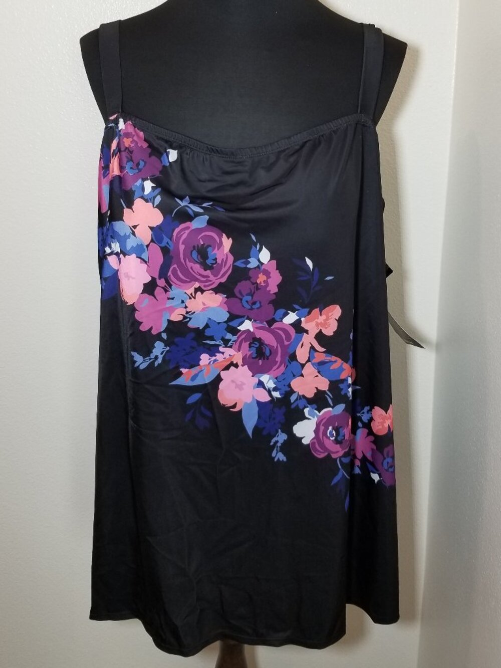 AVENUE Plus Size 28 Black Floral Swim Dress Summer Beach Vacation Tropical NWT